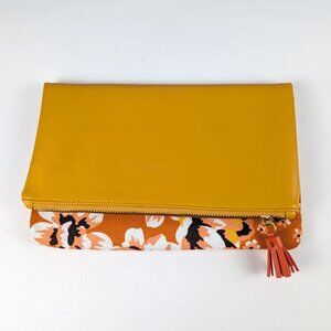 Rachel Pally Mustard Yellow Floral Folding Clutch Bag Purse